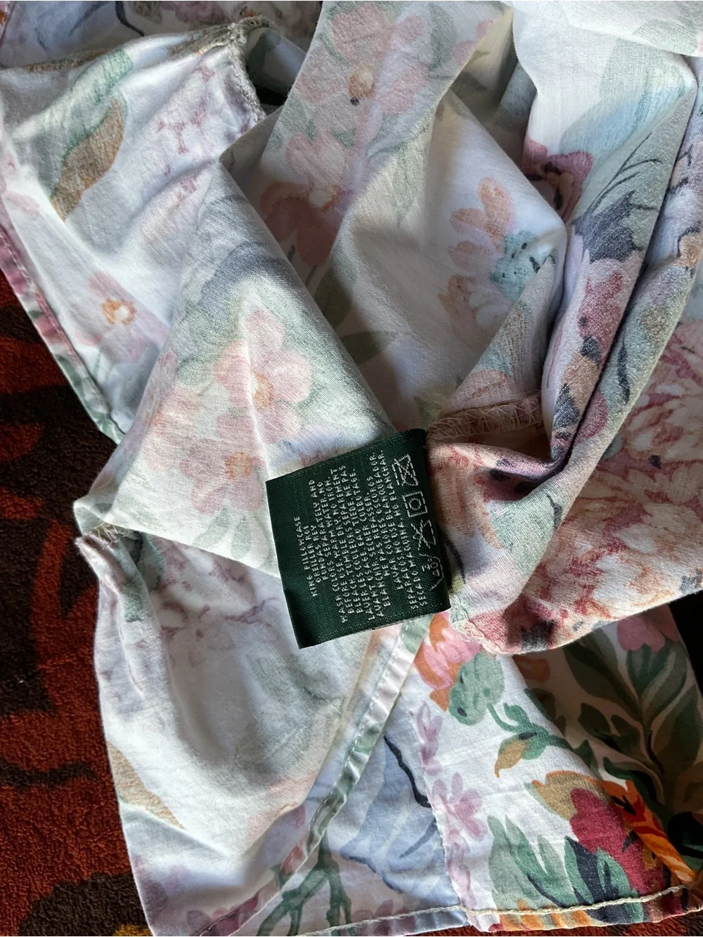 Ralph Lauren Floral Ruffled KING Pillowcases Set of 2 -Vintage